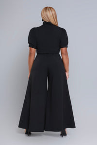 Puff Sleeve Wide Leg Jumpsuit