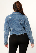 Distressed crop jacket
